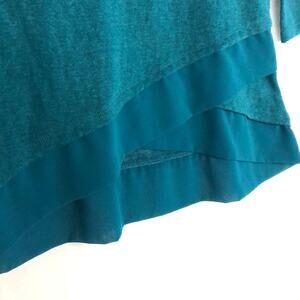 Skies Are Blue Teal Hi-Low 3/4 Sleeve Blouse